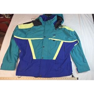 Vtg 90s The North Face Vertical M-XL Ski Jacket Gore Tex Color Block Belt Hooded